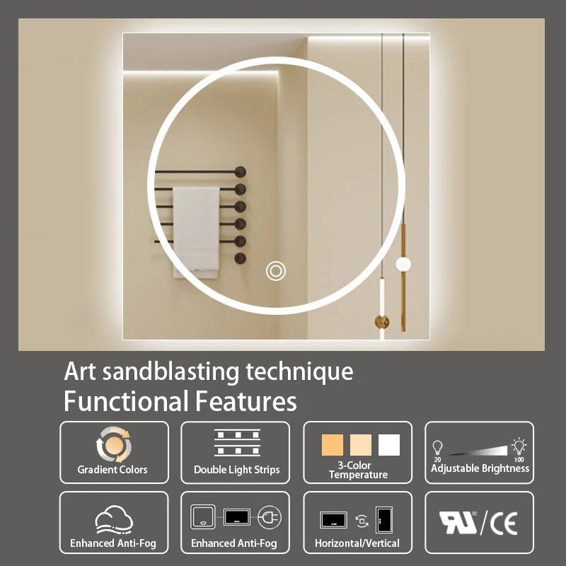 contemporary design bathroom mirror with led light smart led bathroom mirror with touch screen mirror with led light