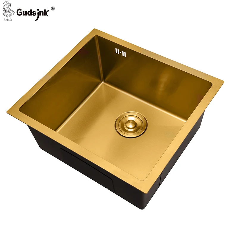 Gudsink fregadero Handmade Single Bowl Kitchen Sink 304 Stainless Steel Golden Color Sink Wash Basin undermount kitchen Sink