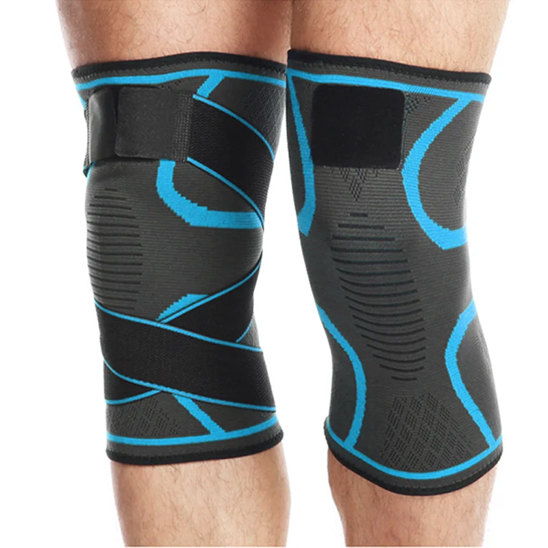 LOKI Factory Wholesale HD-K213D knitted gym knee sleeve Antislip outdoor basketball knee brace with belt