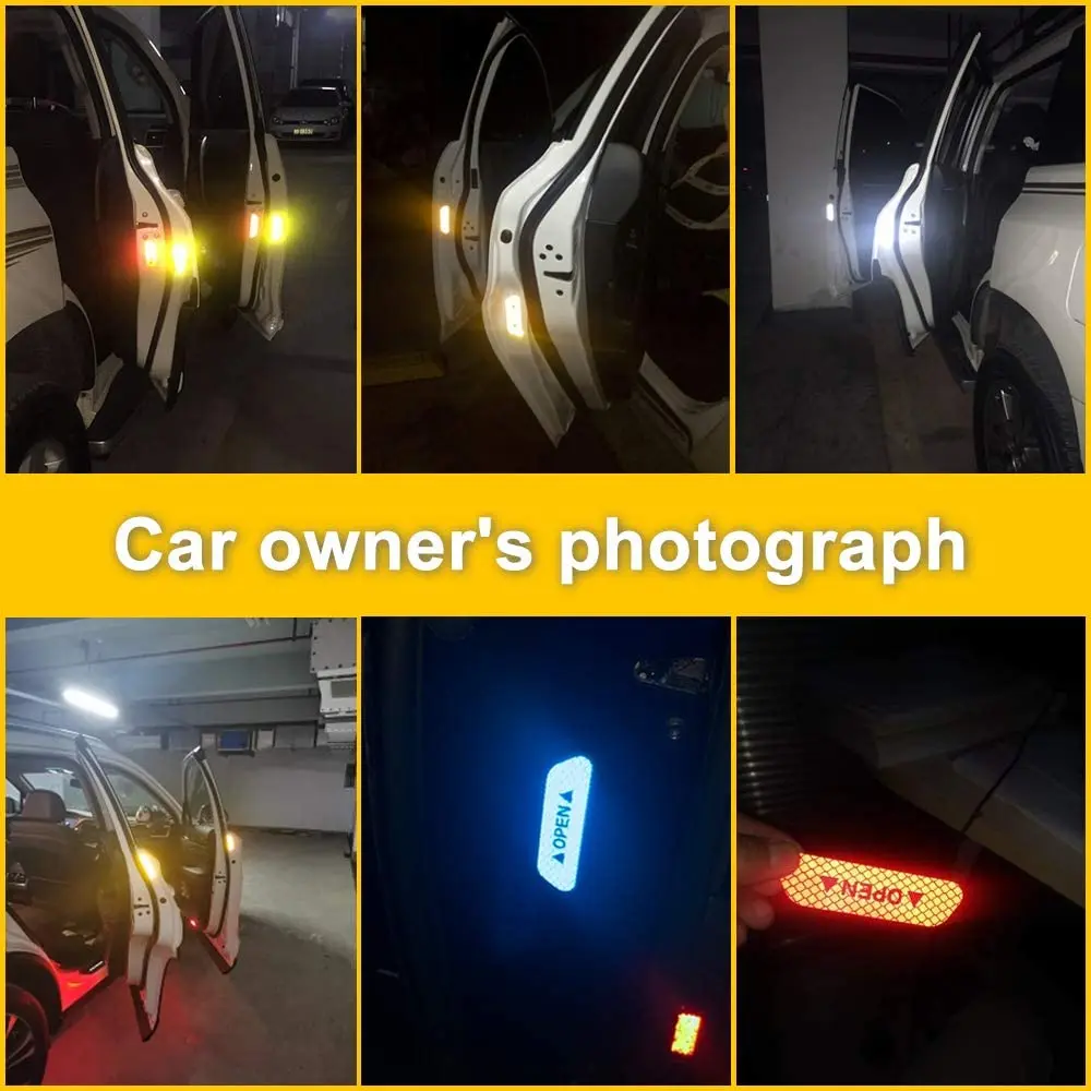 Have Stock 4Pcs car door sticker car with reflective warning tape to open the reflective sticker