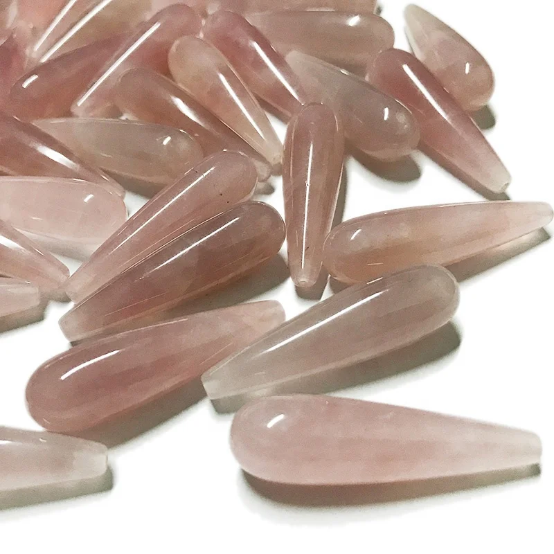 Natural rose quartz drops,pink gemstone teardrops for earrings