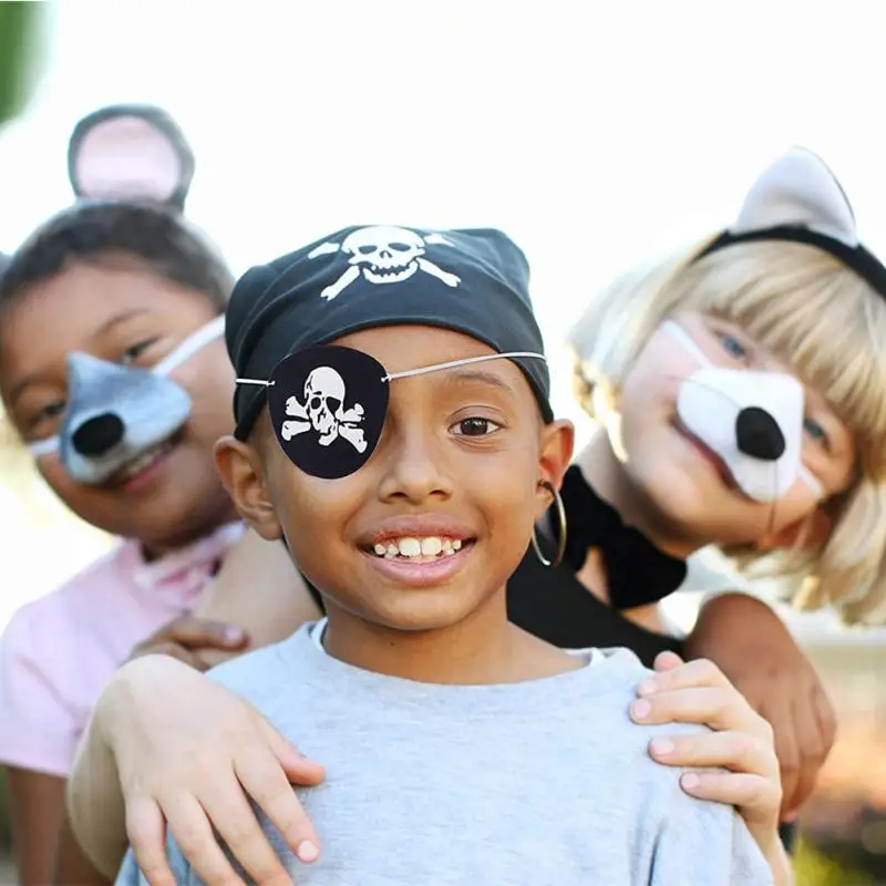 Anime Felt Pirate Eye Patches for Kids Theme Party One Eye Skeleton Captain Halloween Festival Pirate Masks