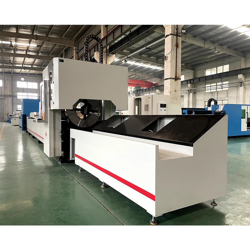 High speed metal steel iron pipe laser cutter H beam 6m 8m 2kw 3kw 4kw automatic loading three chuck laser tube cutting machine
