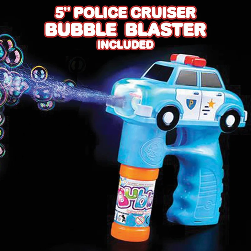 Bubble Machine Blower Gun Fire And Police Set, Flashing Light And Sound Shooter Blasters