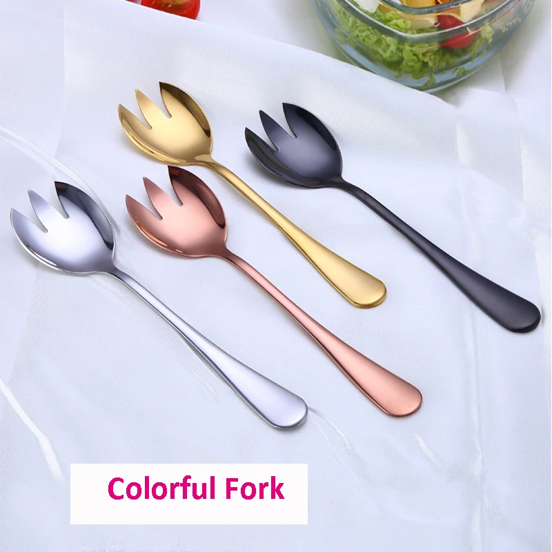 Stainless Steel Salad Servers Table Silverware Salad Fork and Spoon Set