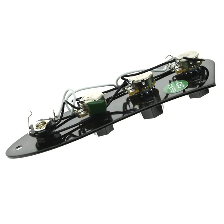 Black Loaded JB Bass Control Board Prewired Control Plate With Wiring Harness Push Pull Potentiometers for For Jazz Bass Guitar