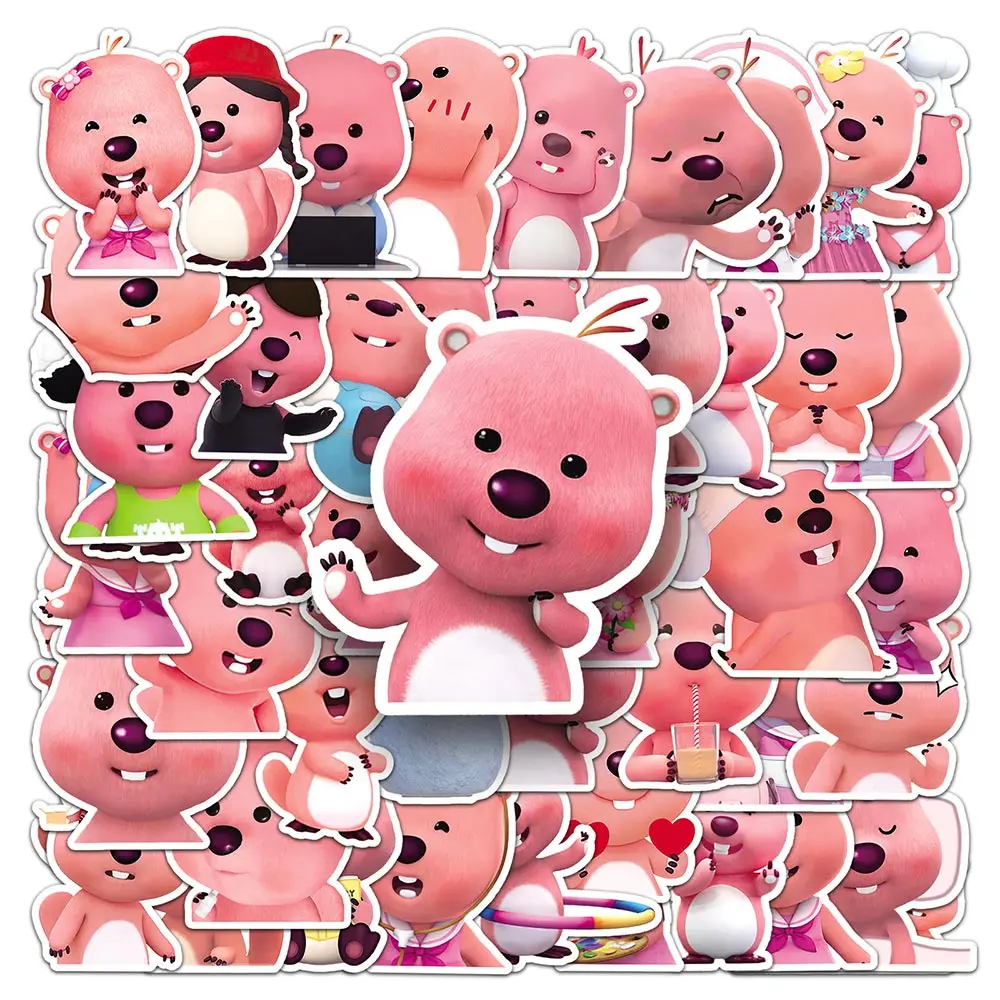 50Pcs Wholesale Price Korean Animated Little Penguin Pororo Pink Little Beaver Ruby Cute Cartoon Loopy Sticker