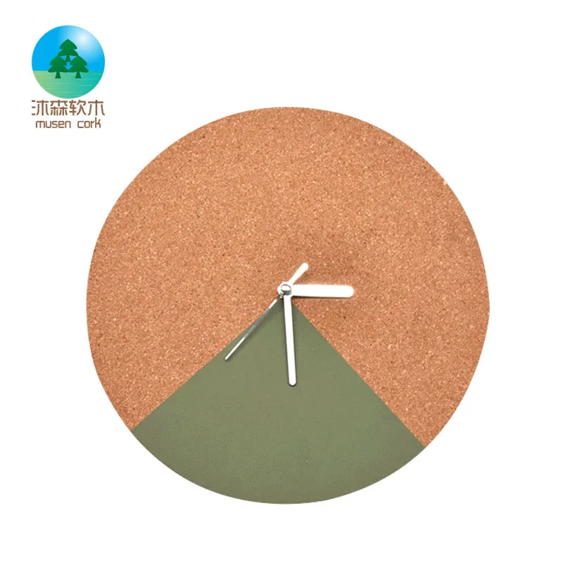 Round circle  diameter wall wood cork clock for bedroom home decoration clocks