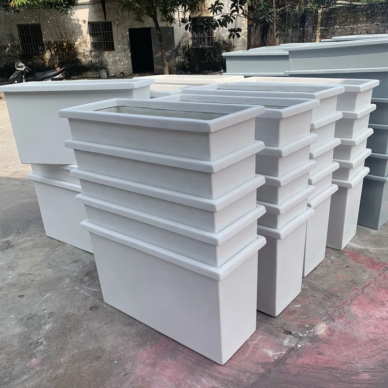 FRP sculpture manufacturers custom road flower pot fiber cloth flower box viaduct ornaments plant container hotel shopping mall