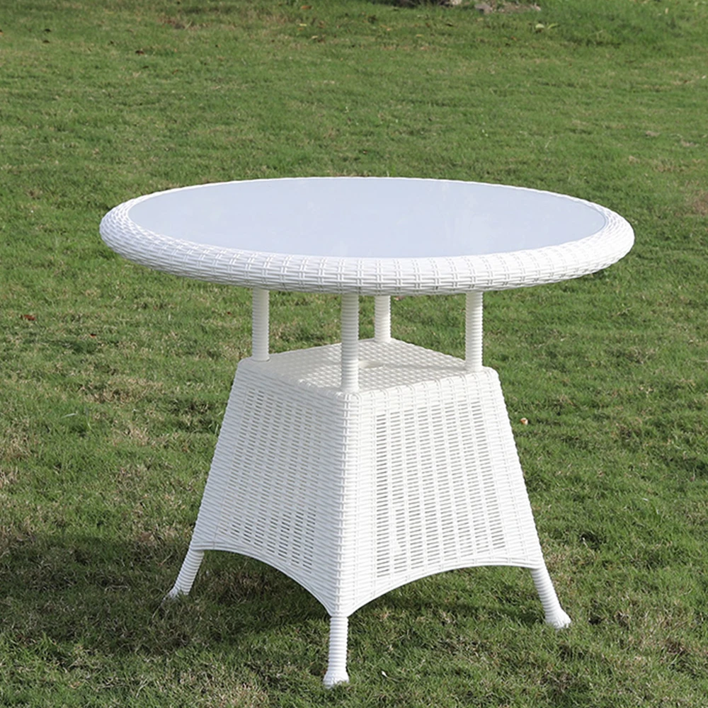 Outdoor metal frame garden office table and chair with tempering glass
