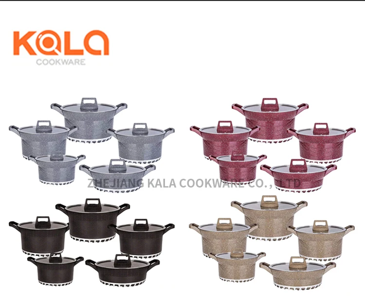 Luxury Square Soup Pot Set 10pcs Non-Stick Cookware Set Large Capacity Casseroles Pots and Pans Sets Hot Sale Kitchen Supplie