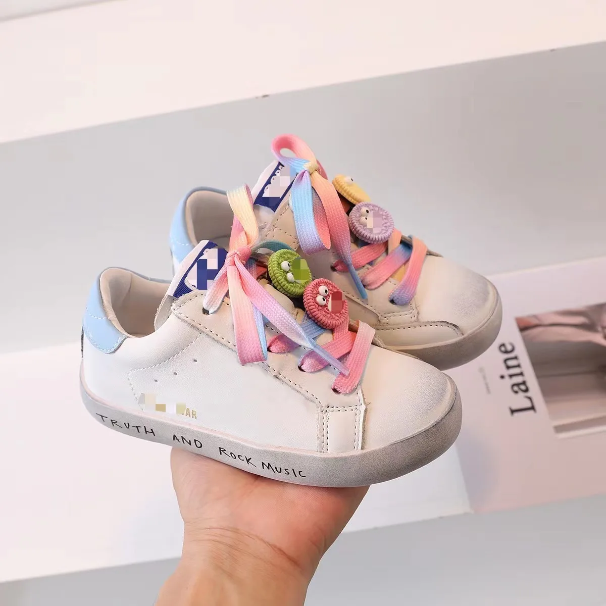 Fashion Comfortable Casual Shoes For Baby Girls Rubber Sole Kids Custom White Sports Shoes Star Brand Leather Children Sneakers