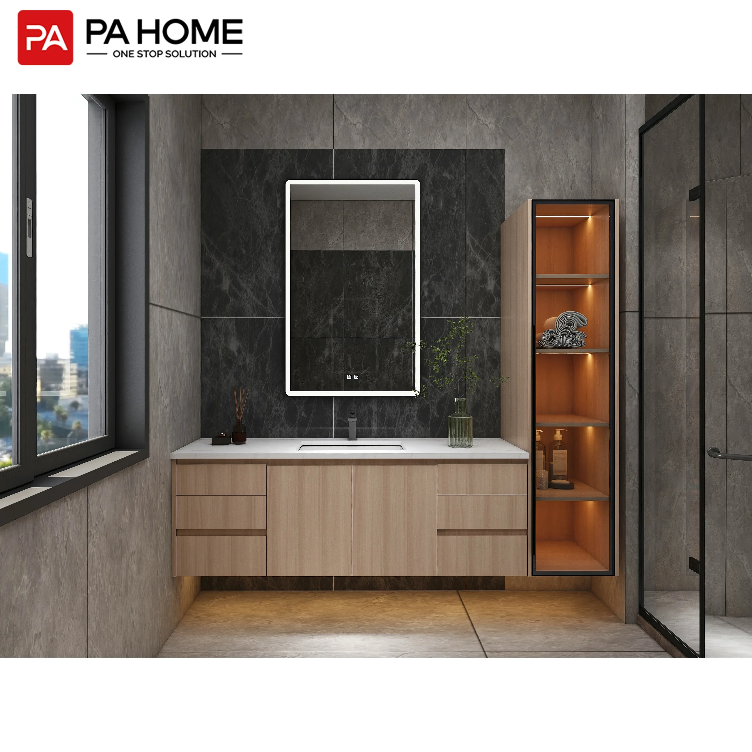 PA modern luxury bathroom cabinet  washroom ceramic wash basin sink bathroom vanity