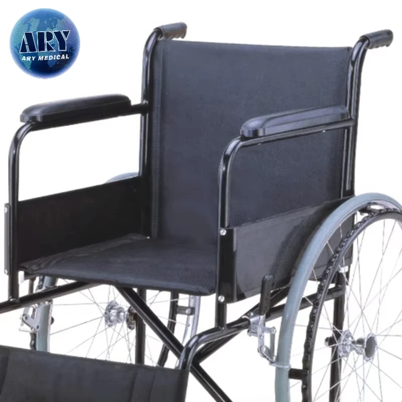 2024year Foshan Factory 809 Cheap Powder Coated Black Color Steel Manual Wheelchair