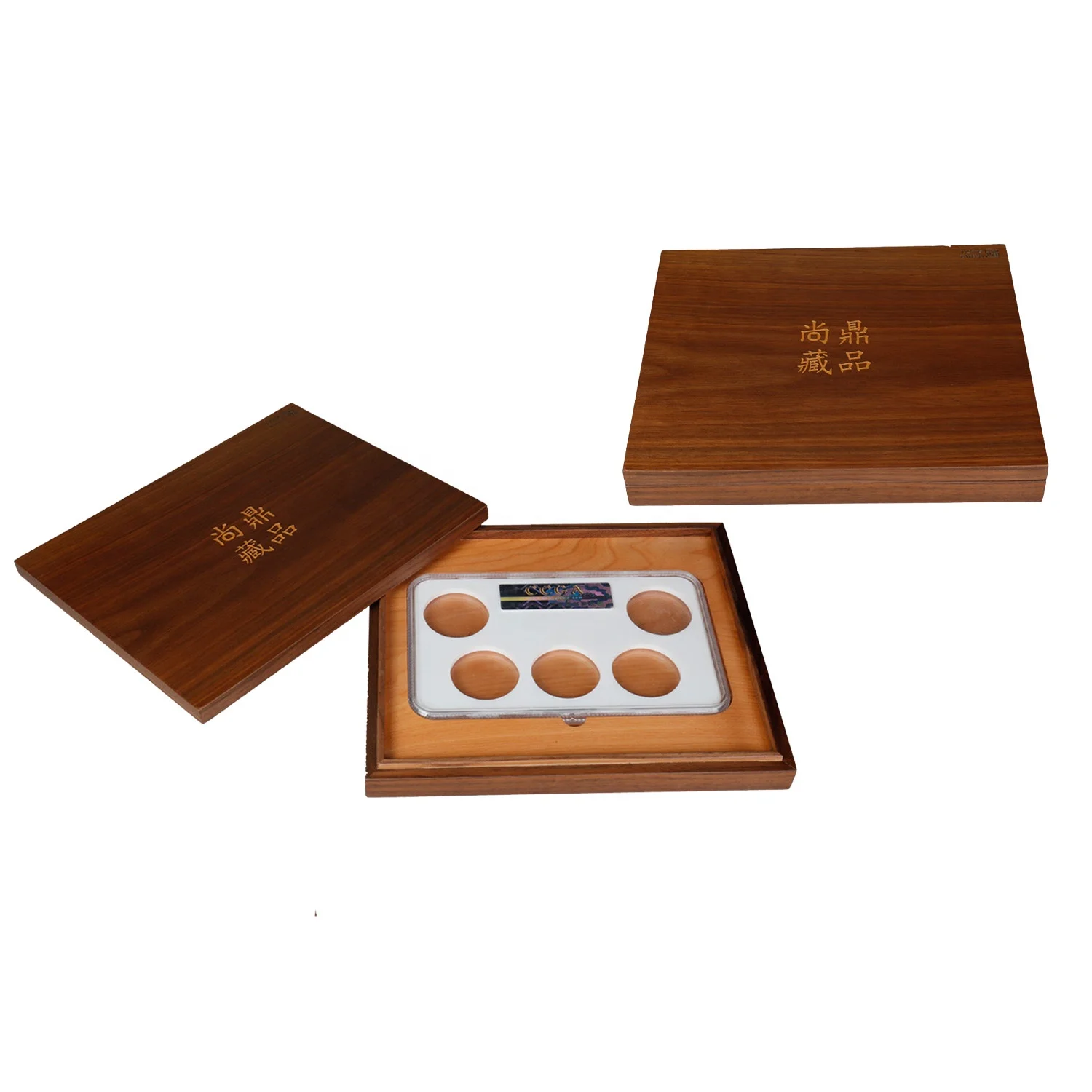 Factory Handmade Walnut Solid Wood Rectangular Custom Logo Coin Display Case Large Antique Woodn Boxes For Medals
