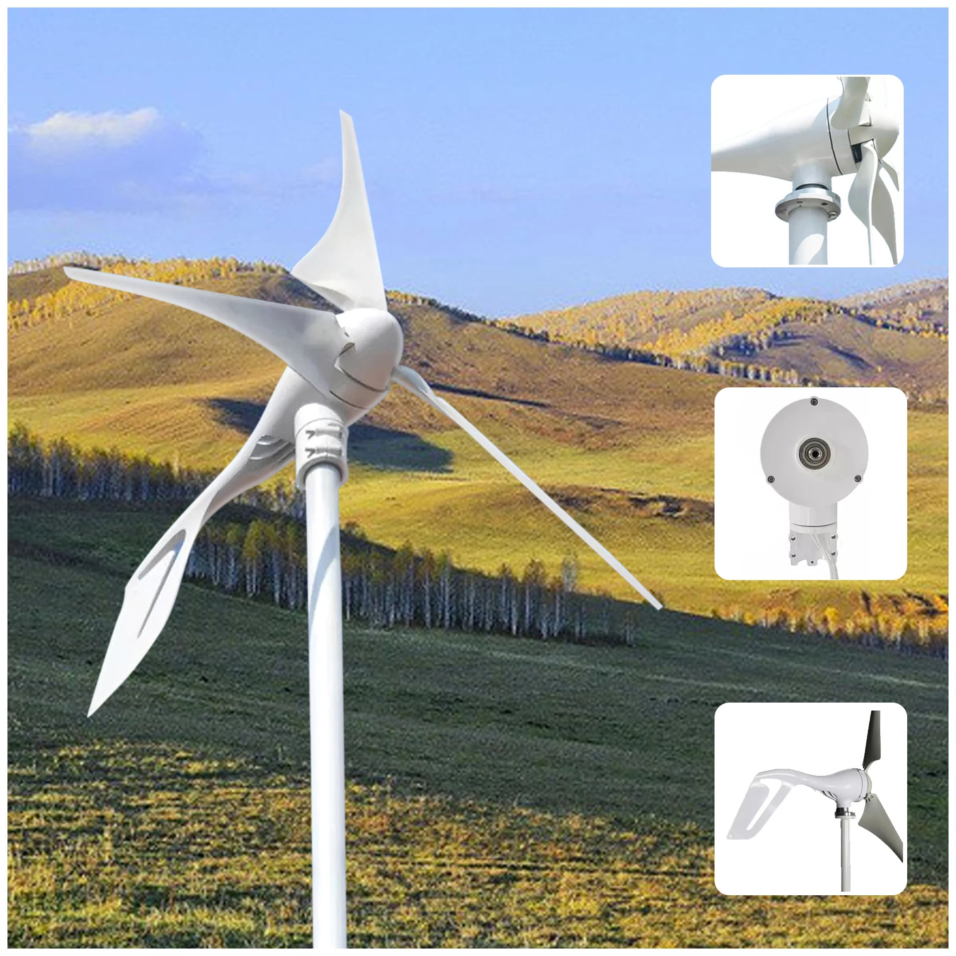 Wind speed pitch control horizontal axis wind turbine magnet generator price for home wind turbine power production