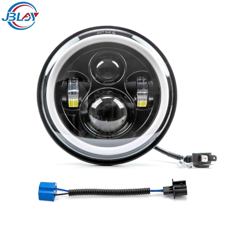 Wholesale Waterproof LED Angel Eyes Headlamp Round Car Accessories 7 Inch Motorcycles Headlight for Harley/Jeep