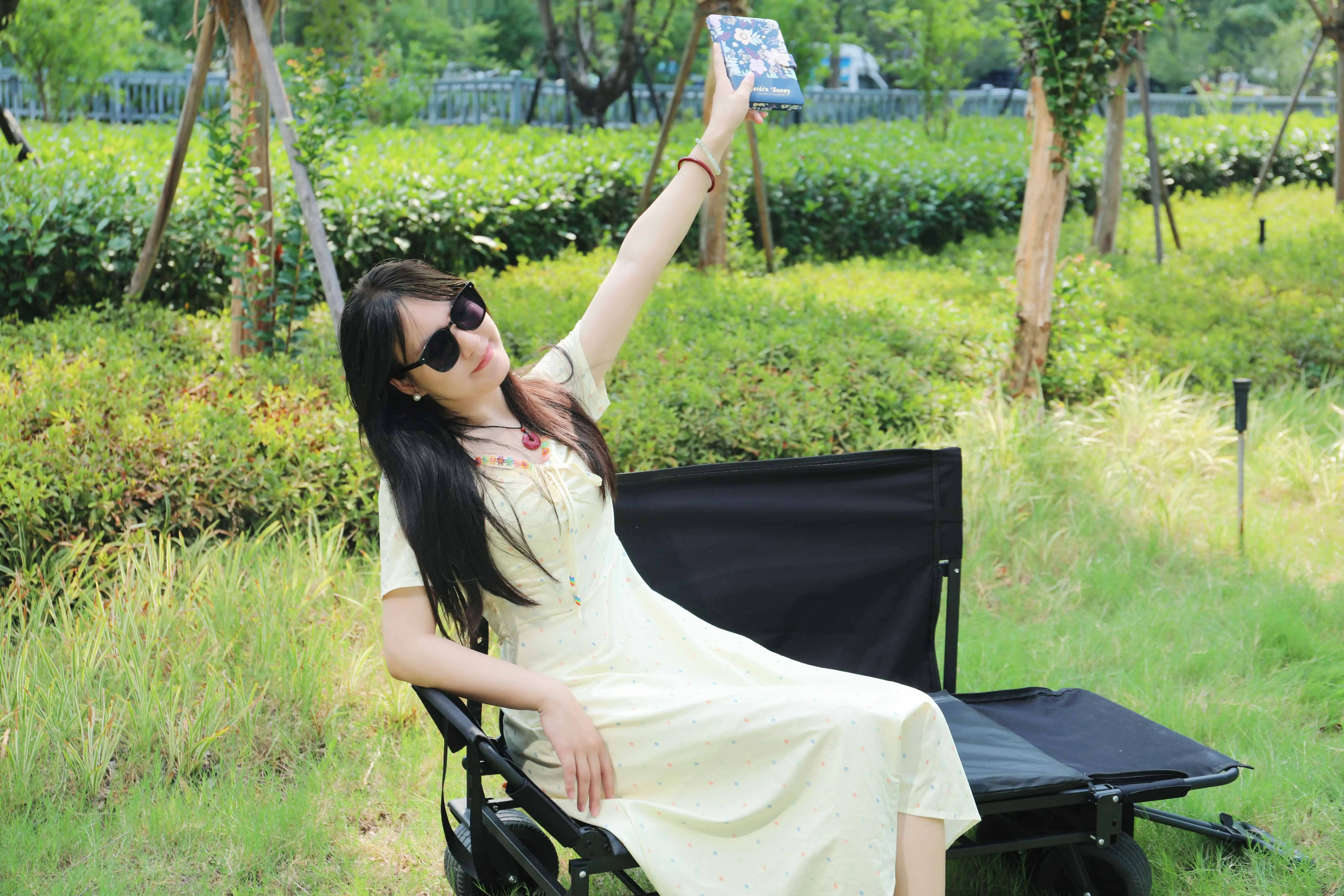 Multi function Sofa Bed Load luggage Wagon Cart Outdoor durable luxury custom logo kid utility camping trolley cart with 2 seat