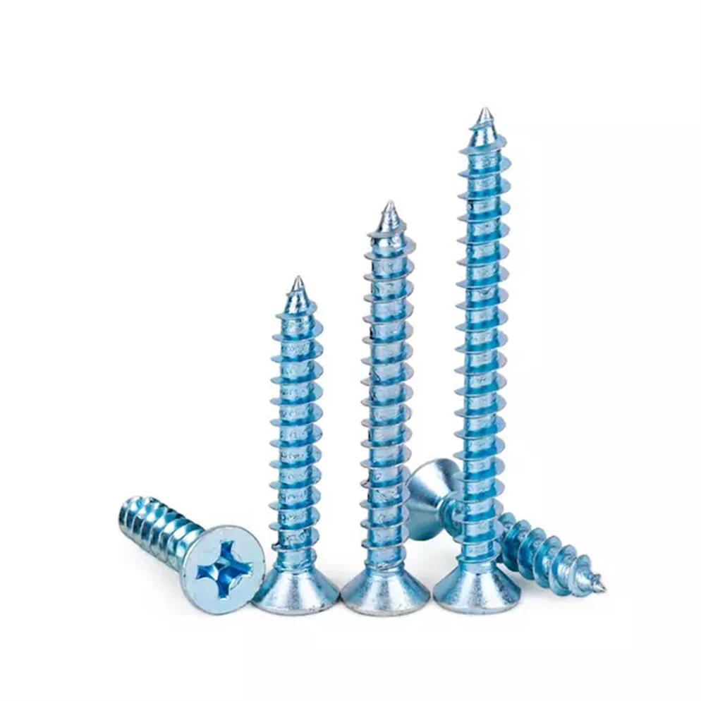Fiberboard Furniture Wood Drywall Black Oxide Iron Round Head Screws Zinc Plated Cross Countersunk Flat Head Self Tapping Screw