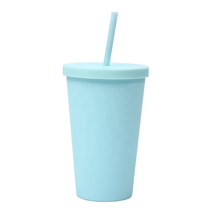 Wholesale Summer Double Wall 16OZ Muticolorful  Tumbler No Circle Diamond Matte Tumbler Stud Plastic DiamaondCup Drink Straw Lid
