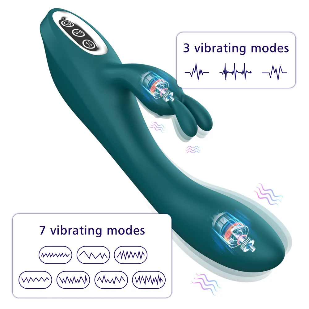 Rabbit Vibrator G Spot Clitoris Stimulator Female Sex Toys with 100% waterproof medical silicone