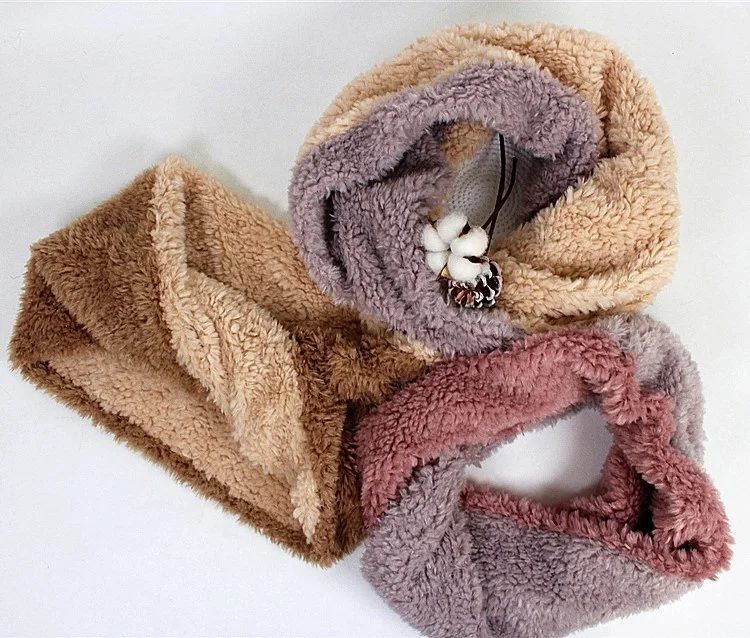 Custom Knitted Warmer Hijab Fleece Hoodie Faux Fur Cashmere Neck Warmers Snood Scarves