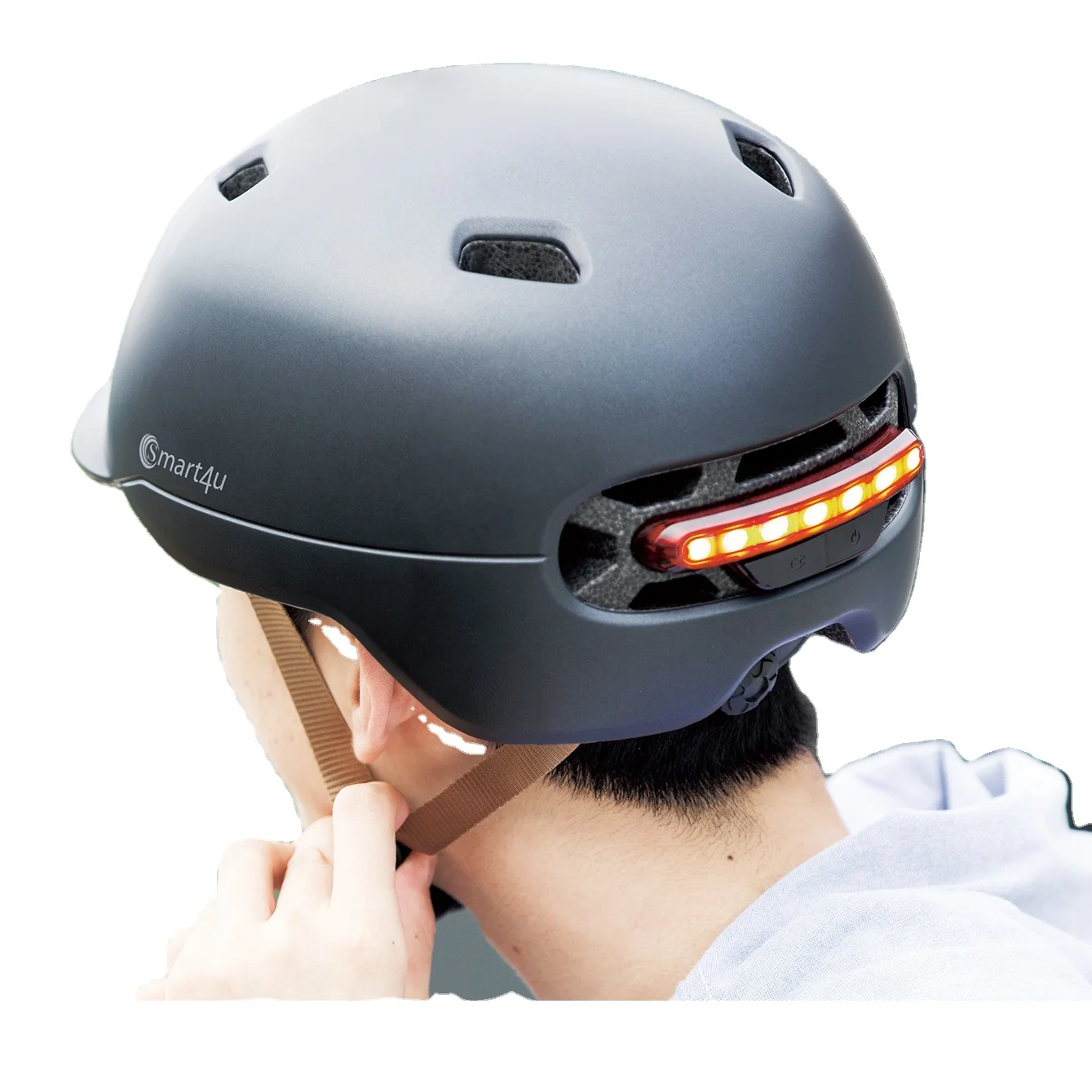 Smart bicycle helmet SH50U black and white color for choose led light brake alerm function cycling use