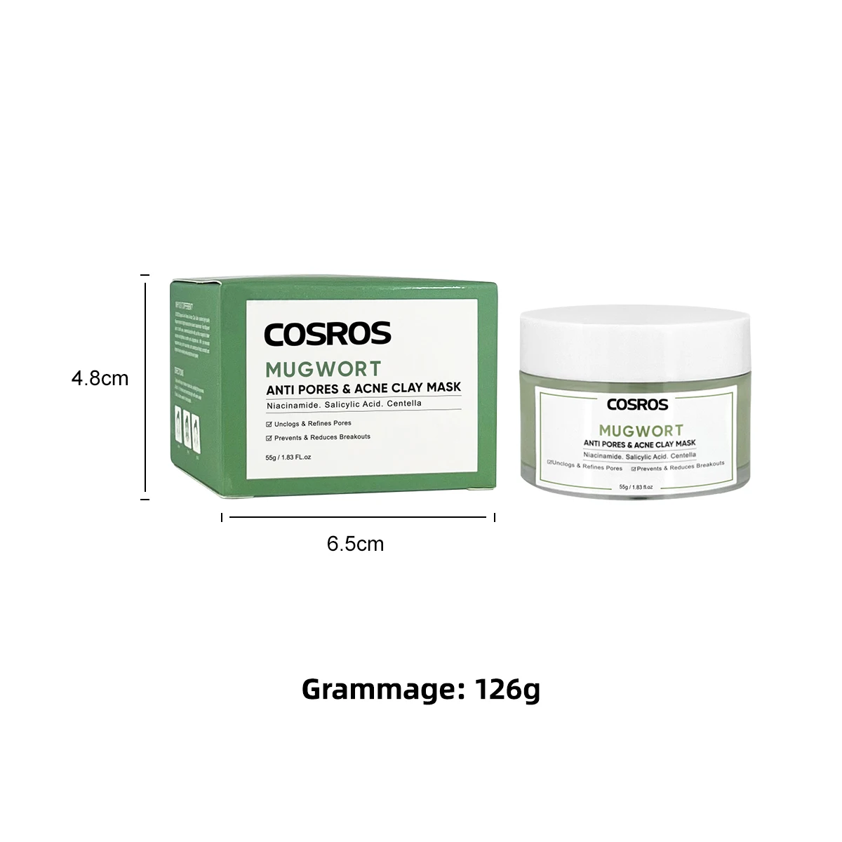 Cosmetic Skin Care Products Care Anti Pores Acne Green Tea Clay Mask Clean Pores Anti-Acne Mugwort Mud Mask