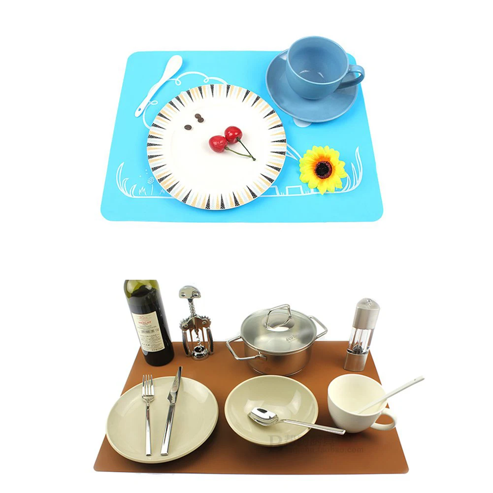 Custom Extra-Large Thicken Non-slip Waterproof Food Grade Silicone Placemats Flexible Table Mat