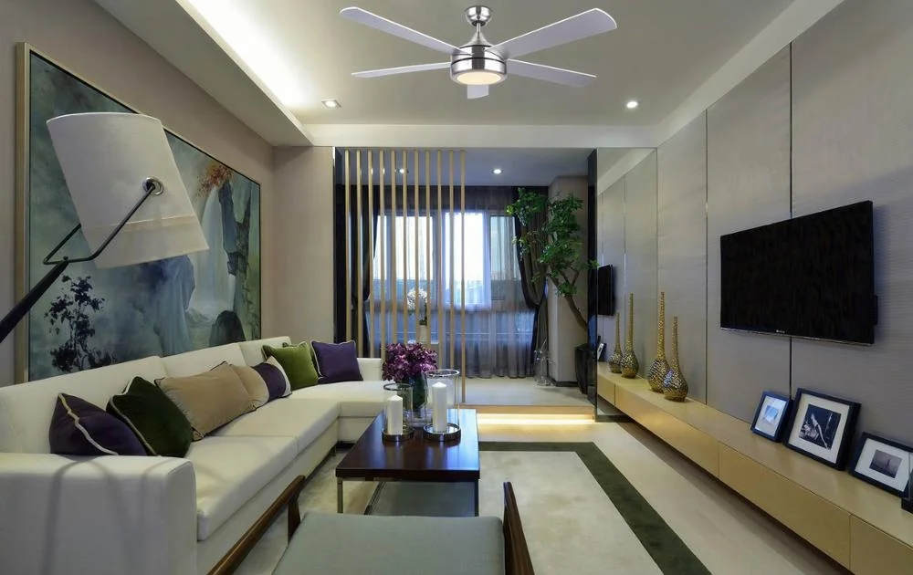 
52 inch Home Decorative Modern Style Air Cooling Fan Brushed Nickel LED Ceiling Fan, 5 Plywood Blades, include Remote Control 