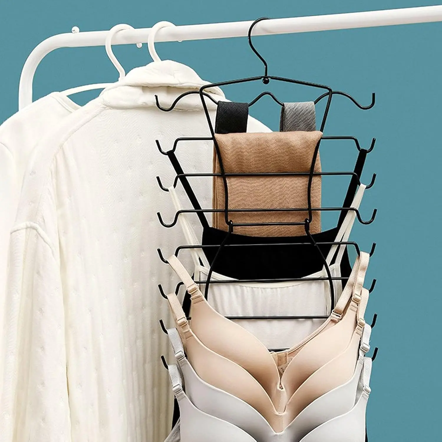 Coat Racks Metal Folding Coat Racks 17 Inch Bra Saving Space Organizer Suitable for Swimwear, Hanging Belts, Scarf
