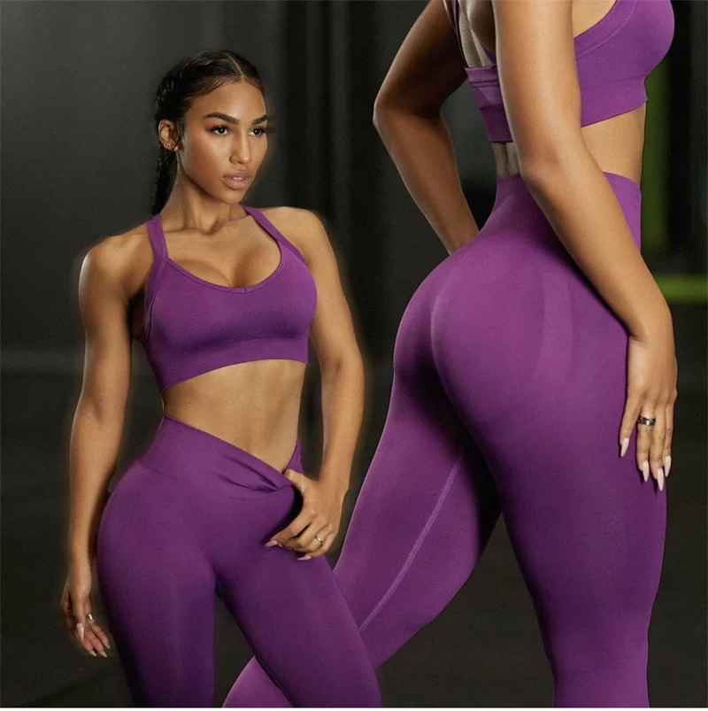 Two Piece 2 Piece roupas Short Bra Tight Gym Fitness Workout Set Seamless Yoga Set Ropa Women Gym Gym Set Sportswear