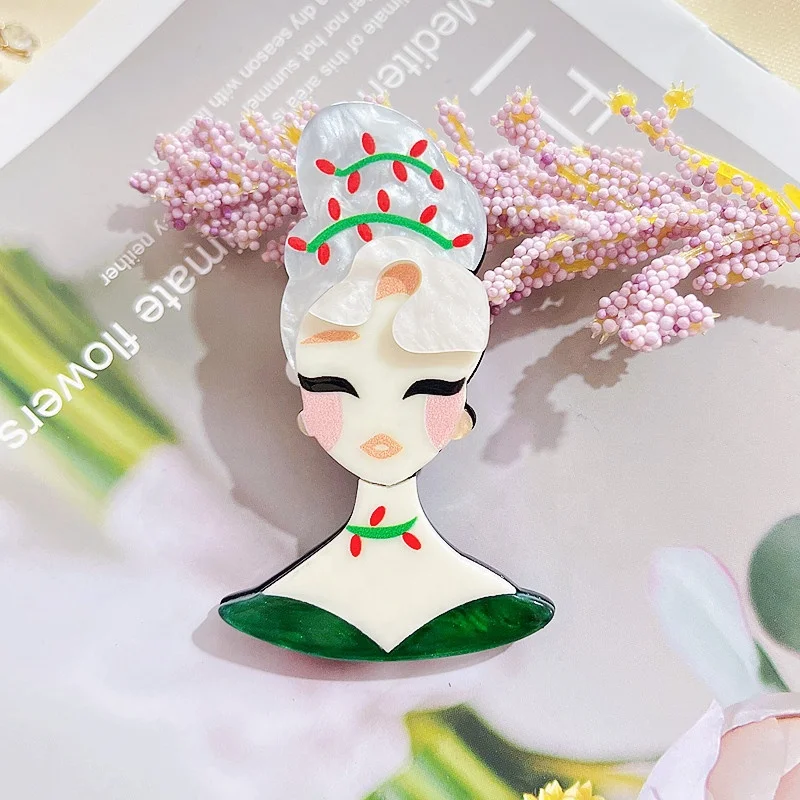 Wholesale Christmas Cute Girls Brooch Pins Dress Accessories Fashion Acrylic Brooch