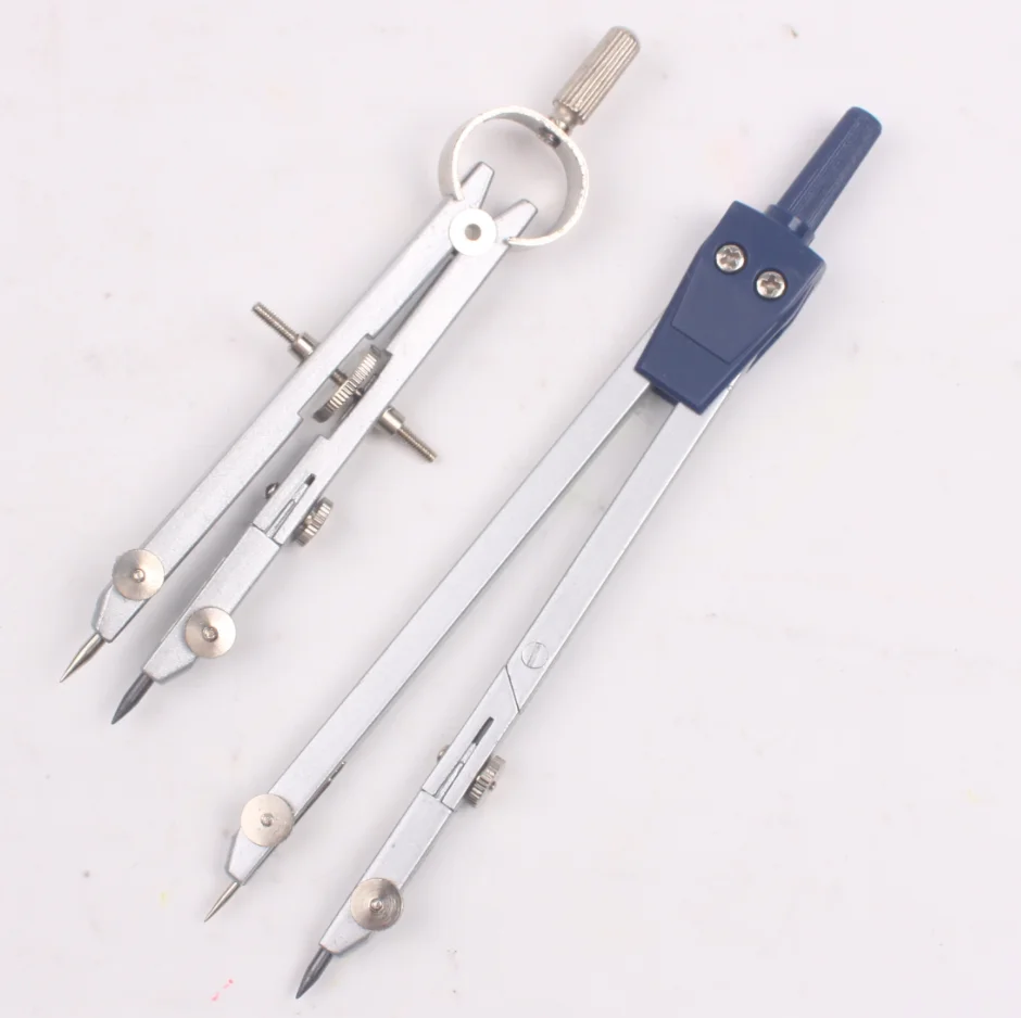 Math Geometry Kit Multi Functional Drawing Compasses 9PCS Set School Students Safety Metal Compass Set