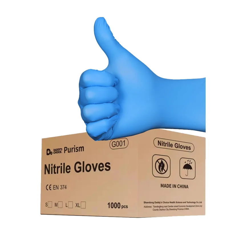 Disposable Hands Glove Purism EN374 CE Certification Powder Free Blue Color Pure Nitrile Work Gloves