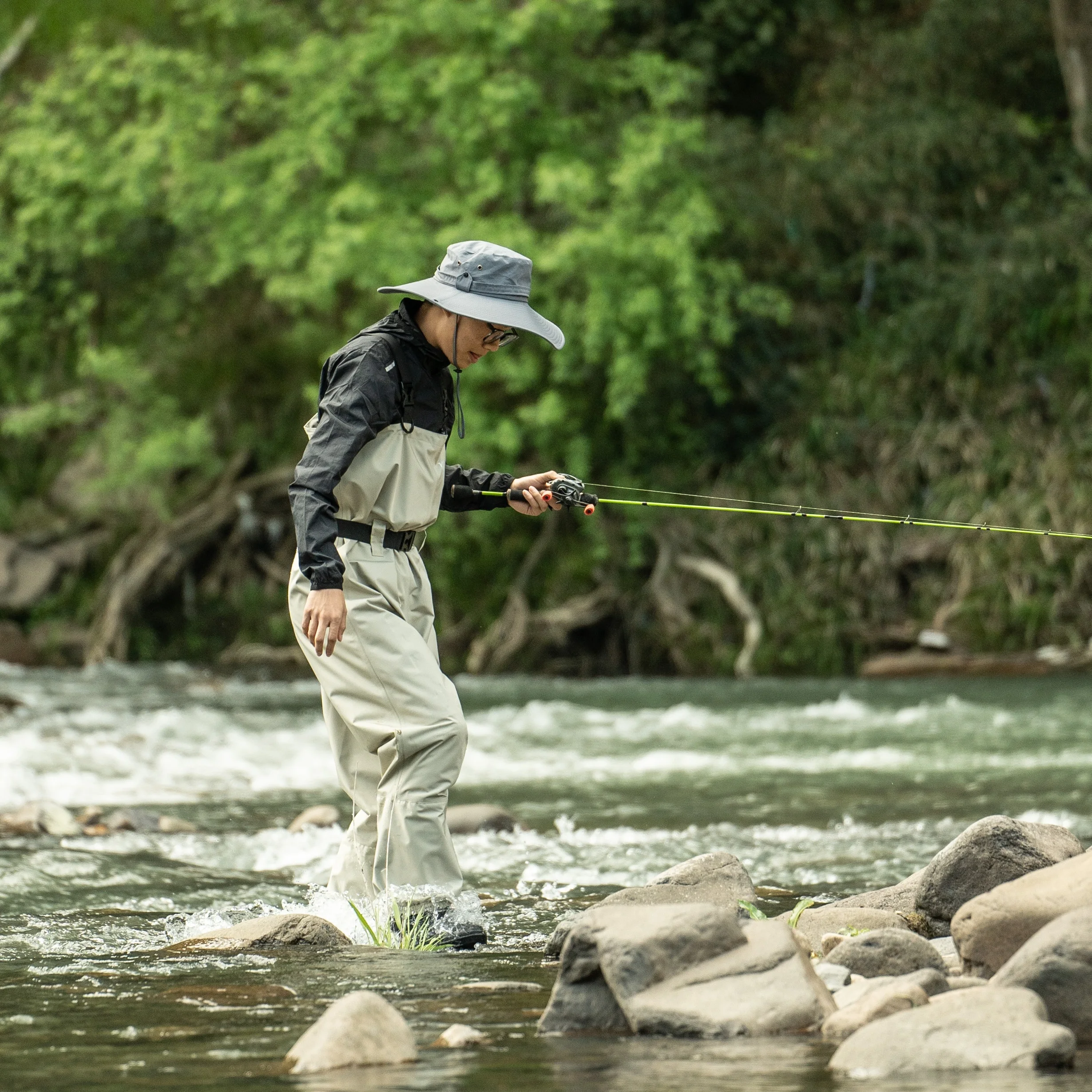 WST Fishing Waders Hunting Suit 3 Layer Waterproof breathable Wading Pants  Waist Chest  Fly Fishing