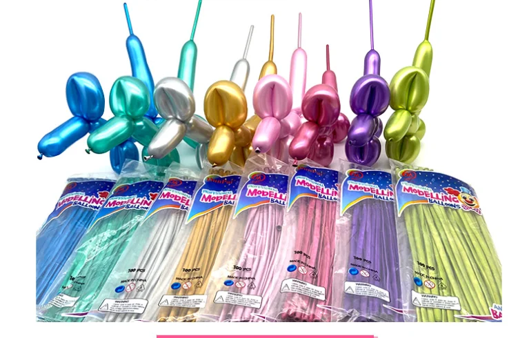 high quality style silver gold rose gold metallic chrome 260 q  long  twisting modeling  balloon for animal flower modeling