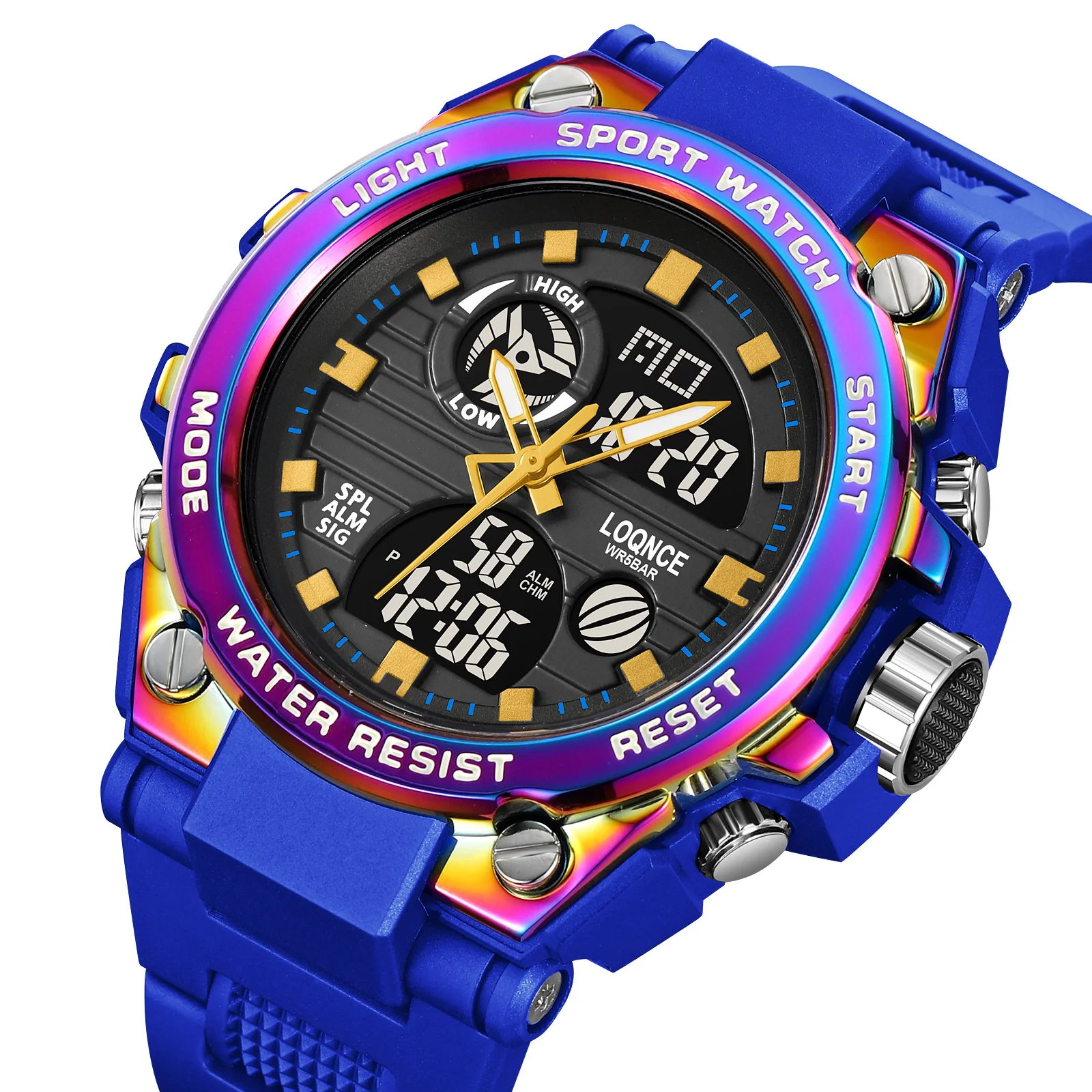 OEM LOQNCE Men Digital Watch S-style Sports Watches Dual Display Waterproof Electronic Wristwatch Relogio Masculino
