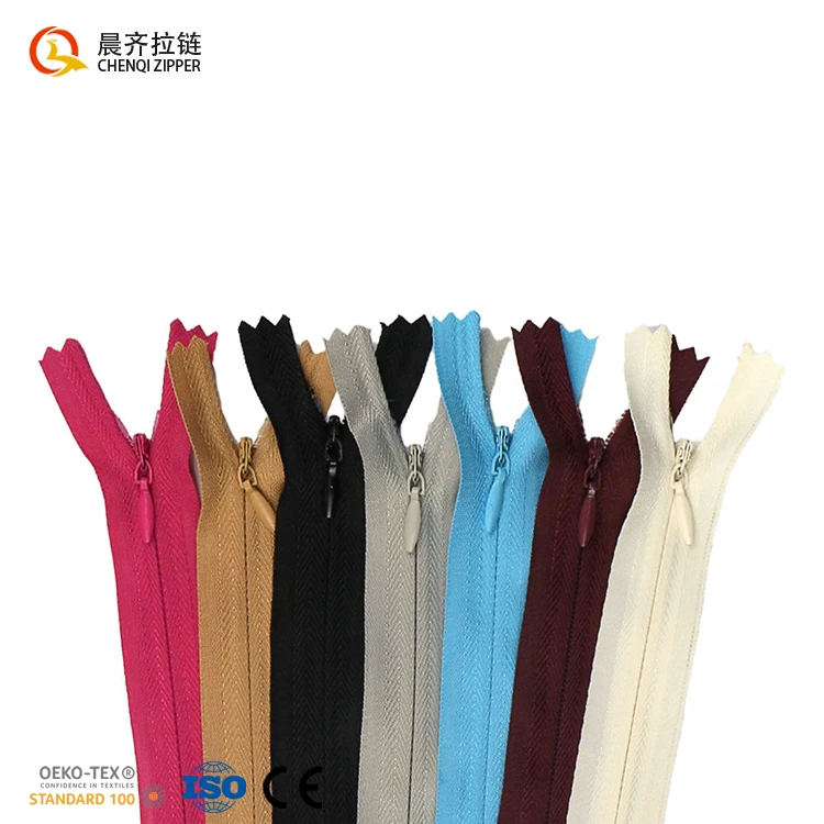 CHENQI Invis Zipper Factory Cheap 3# Lace Tape Conceal Long Chain Zipper Multi-color Nylon Invisible Zippers For bedding bags