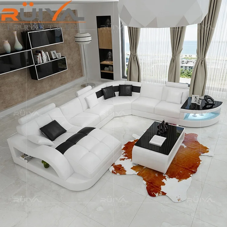 Germany design Luxury furniture Best selling  U shaped modern fabric sofa set with LED Light