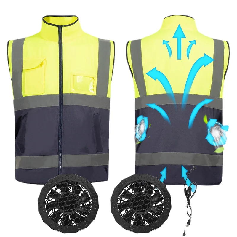 2024 New Arrival Reflective Safety Clothing Air Conditioning Work Wear Cooling Vest with Fans for wholesale