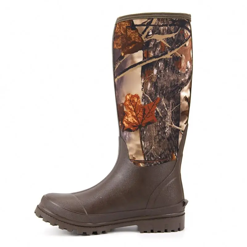 New Arrival Customized Rain Fishing Boots 100% Waterproof Camo Neoprene Fabric Rubber Boots for Hunting