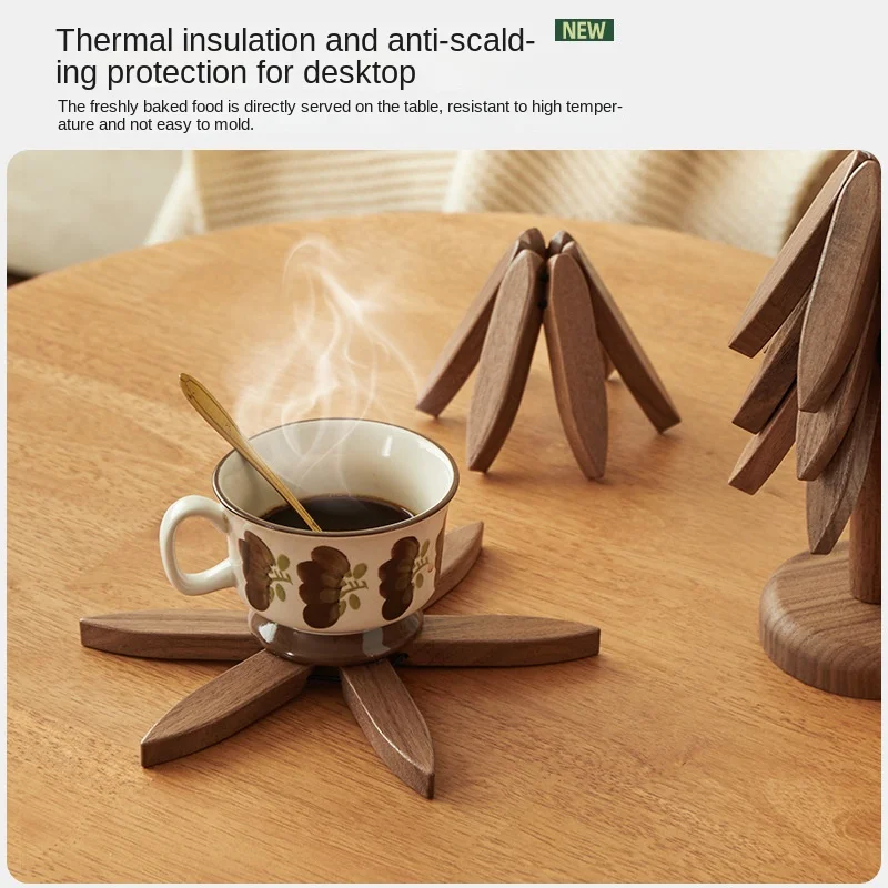 Black Walnut Wood Heat Insulation Mat Solid Wood Small Tree Coaster One Tree Anti-Scalding Placemat Log Saucer Cute Engraving