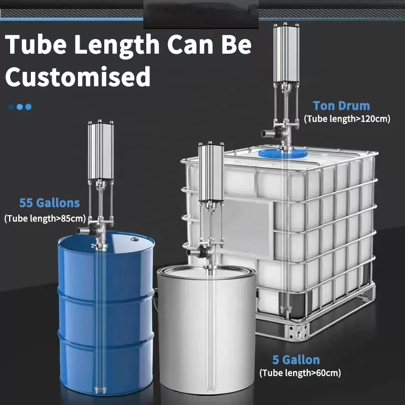 Pneumatic drum pumps stainless steel high viscosity 316 sanitary plunger piston air operated barrel drum pump air viscous fluid