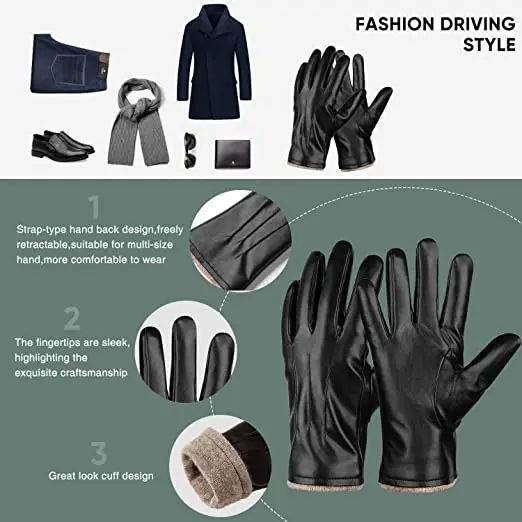 BSCI Manufacturer Custom Touch Screen Sheepskin Men Best Leather Gloves For Winter