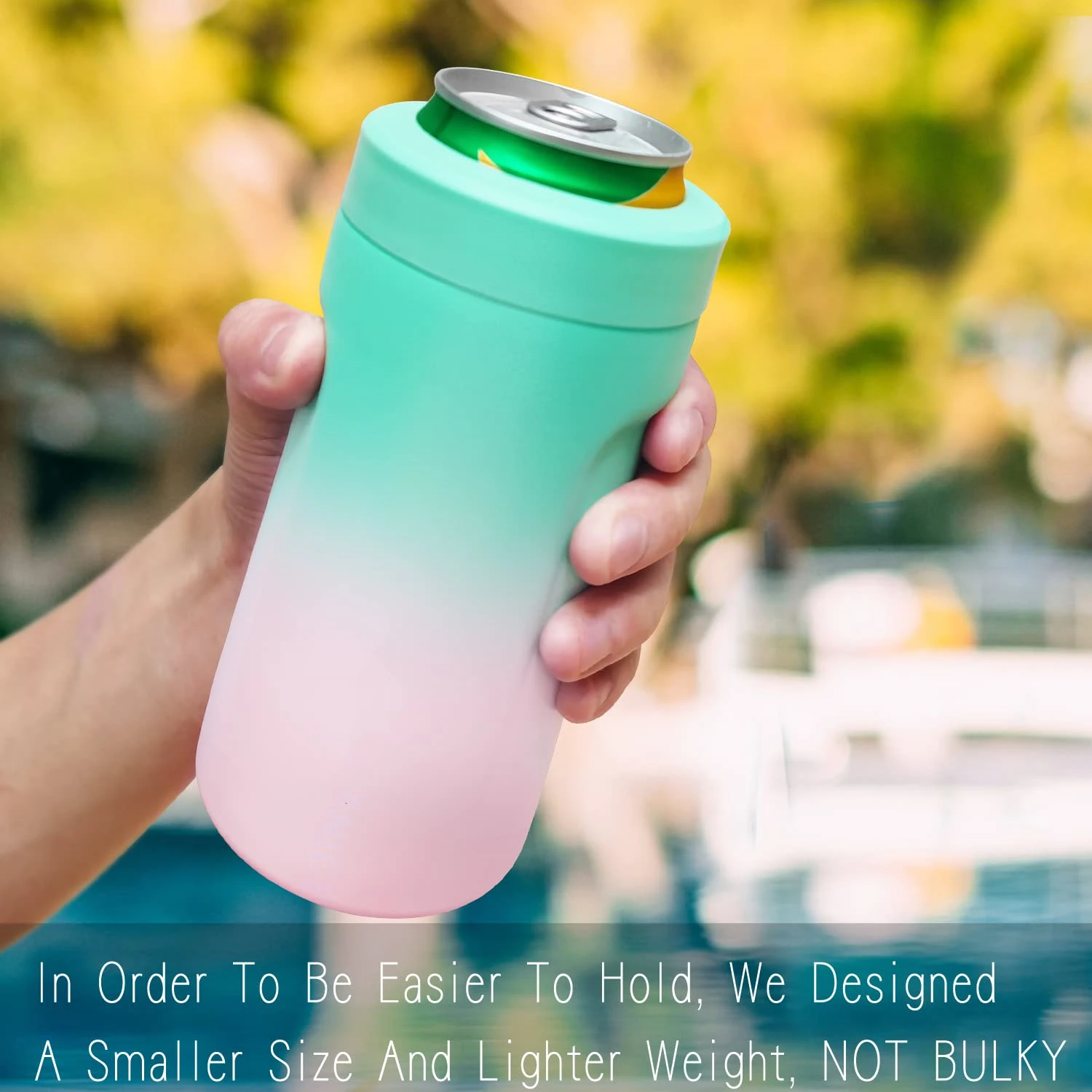 12oz personalized custom stainless steel vacuum insulated double wall metal beer bottle can insulator cooler holder