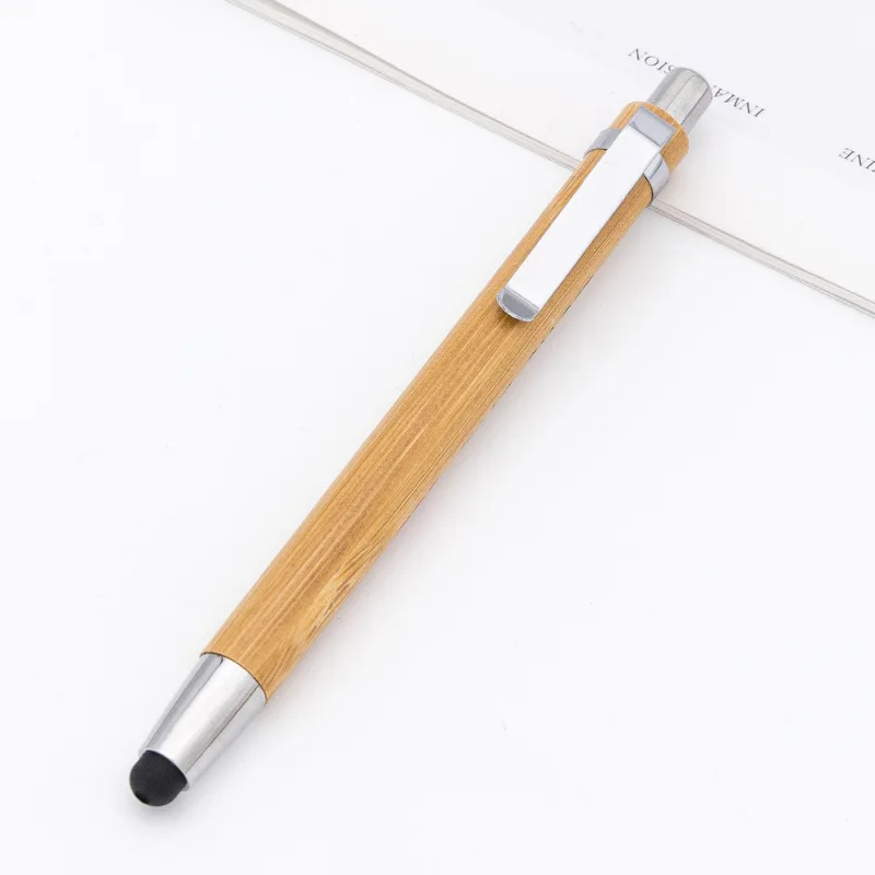 Creative Bamboo Touch Screen Ballpoint Pen 1.0mm Eco-friendly Gift Printing Logo Advertising Pen For Business Giveaways