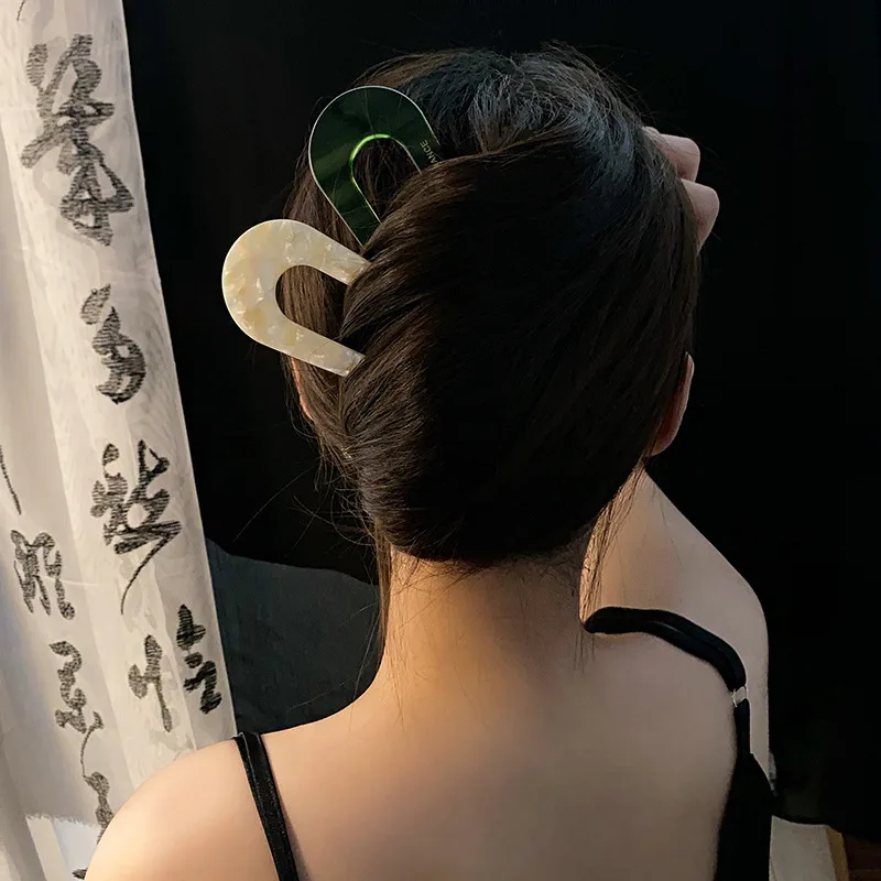 SongMay Wholesale 13.5cm Thickness Tortoiseshell Marble French Hair Pins Accessories Women Acetate U Shaped Hair Forks Sticks