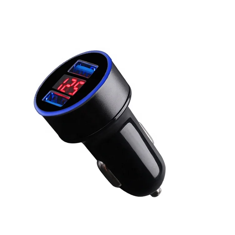 
High Quality Car Phone Charger 5V 2.4A Dual USB Port LED Display Quick Car Charger 