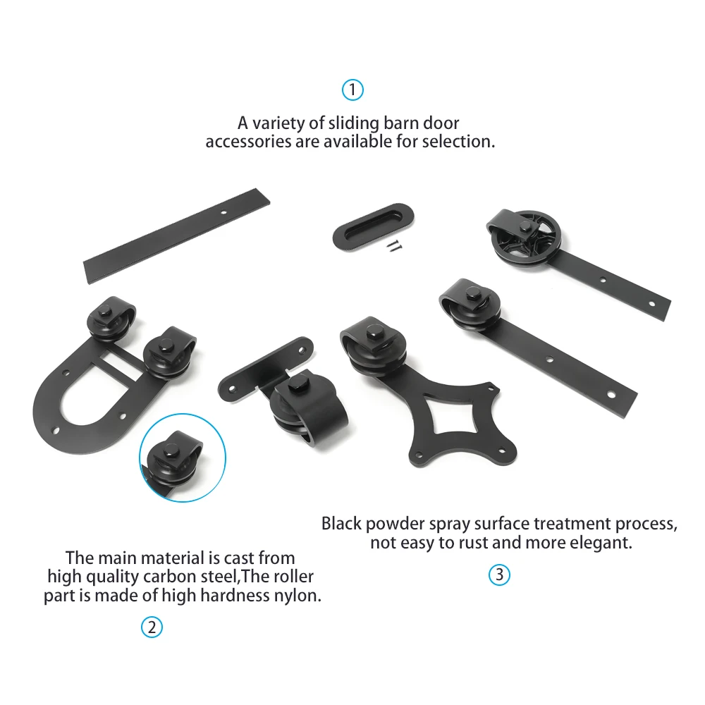 Modern Style Single Wood Barn Door Kit with Soft Close Roller Track Sliding System Rail Hanging Hardware for Barn Door Slide